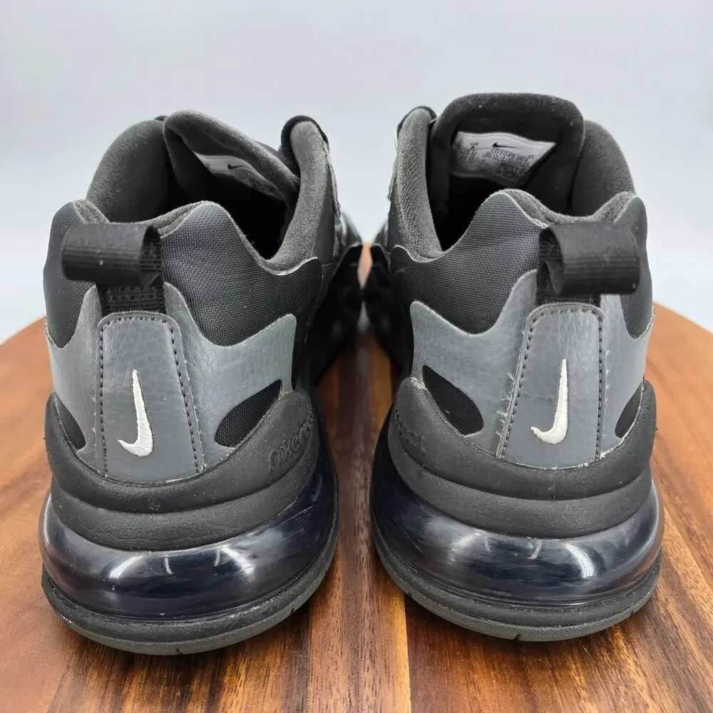 Nike Air Max 270 React Shoes Mens 8 Black Gray Lace Up Running Athletic Sneakers